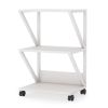 Modern 3-Shelf White Metal Wood Printer Stand Rolling Home Office Storage Cart