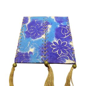 Chinese Paper Lantern Rectangle Handmade National Style Home Decor Printed Blue and Purple Flower Lamp Shade