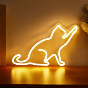 1pc LED Neon Sign Cat-shaped Night Lights USB Power Supply