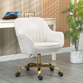 360¬∞ Beige Boucle Fabric Swivel Chair With High Back