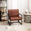 Modern  Leather Feature Armchair with Metal Frame