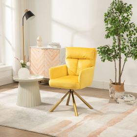 Yellow Velvet Contemporary High-Back  Accent Chair