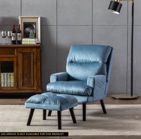 Accent Click Clack Chair with Ottoman Light Blue Fabric