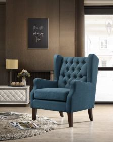 Irwin 29.5" Blue Linen Button Tufted Wingback Chair