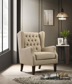 Irwin 29.5" Beige Linen Button Tufted Wingback Chair