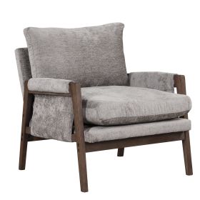 Mid Modern Velvet Accent Chair,Leisure Chair with Solid Wood