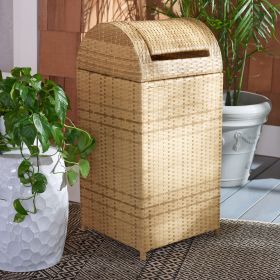 SAFAVIEH Serapis Contemporary Modern Outdoor Patio Trash Bin, Natural