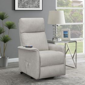 Beige Upholstered Power Lift Recliner with Wired Remote