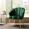 Flora Scalloped Velvet Arm Chair-GREEN