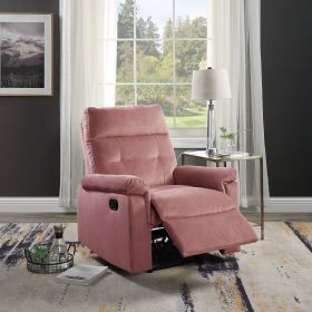 Luxurious Velvet Blush Pink Color Motion Recliner Chair 1pc Couch Manual Motion Plush Armrest Tufted Back Living Room Furniture Chair