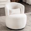 Rotation and Metal Base White Plush Swivel Accent Chair