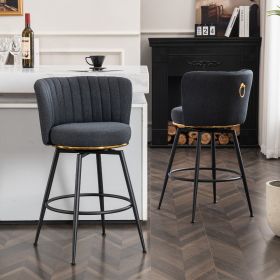 Gray Swivel Bar Stools - High-Back,