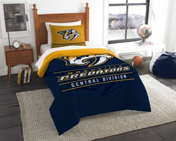 Predators OFFICIAL National Hockey League; Bedding; "Draft" Twin Printed Comforter (64"x 86") & 1 Sham (24"x 30") Set by The Northwest Company