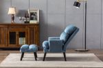 Accent Click Clack Chair with Ottoman Light Blue Fabric