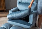 Accent Click Clack Chair with Ottoman Light Blue Fabric