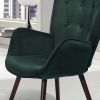 Modern Wingback Accent Armchair  DARK GREEN