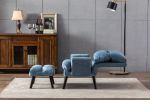 Accent Click Clack Chair with Ottoman Light Blue Fabric