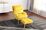 Accent Click Clack Chair with Ottoman Yellow Fabric Upholstered