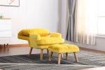 Accent Click Clack Chair with Ottoman Yellow Fabric Upholstered