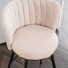 Beige Swivel Bar Stools - High-Back, Adjustable,