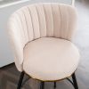 Beige Swivel Bar Stools - High-Back, Adjustable,