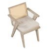 Mid-Century Accent Chair with Handcrafted Rattan Backrest