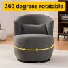 Grey Plush Swivel Accent Chair - Contemporary Round Armchair with 360¬∞ Rotation and Metal Base for Living Room Elegance