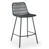 Natural Rattan Indoor Counter Chair  Black Finish Steel legs