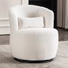 Rotation and Metal Base White Plush Swivel Accent Chair