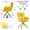 Yellow Velvet Contemporary High-Back  Accent Chair