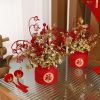 1pc New Year Spring Festival Pots; Artificial Flowers