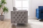 Modern Velvet Armchair Tufted Button Accent chair