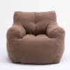 Soft Tufted Foam Bean Bag Chair With Teddy Fabric Coffee Brown