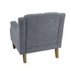 Grey Accent Chair, Living Room Chair, Footrest Chair Set with Vintage Brass Studs, Button Tufted Upholstered Armchair for Living Room, Comfy Reading C