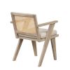 Mid-Century Accent Chair with Handcrafted Rattan Backrest