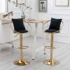 Black velvet bar chair, pure gold plated, unique design,360 degree rotation, adjustable height,Suitable for dinning room and bar,set of 2