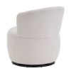 Rotation and Metal Base White Plush Swivel Accent Chair