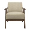 Modern Home Furniture Light Brown Fabric Upholstered 1pc Accent Chair Walnut Finish Wood Cushion Back and Seat Furniture