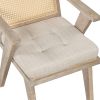 Mid-Century Accent Chair with Handcrafted Rattan Backrest