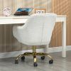 360¬∞ Beige Boucle Fabric Swivel Chair With High Back