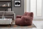 Soft Tufted Foam Bean Bag Chair With Teddy Fabric Bean Paste Red