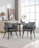 Grey Modern Velvet Dining Chairs Set of 2 Hand Weaving Accent Chairs Living Room Chairs Upholstered Side Chair with Black Metal Legs for Dining Room K