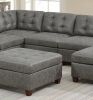 Living Room Furniture Tufted Armless Chair Antique Grey Breathable Leatherette 1pc Cushion Armless Chair Wooden Legs