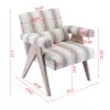 Accent chair, KD rubber wood legs with black finish. Fabric cover the seat. With a cushion.Grey Stripe