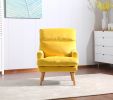 Accent Click Clack Chair with Ottoman Yellow Fabric Upholstered