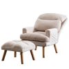 1pc Accent Click Clack Chair with Ottoman Beige Fabric