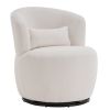 Rotation and Metal Base White Plush Swivel Accent Chair