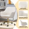 360¬∞ Beige Boucle Fabric Swivel Chair With High Back