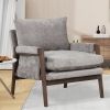 Mid Modern Velvet Accent Chair,Leisure Chair with Solid Wood