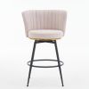 Beige Swivel Bar Stools - High-Back, Adjustable,